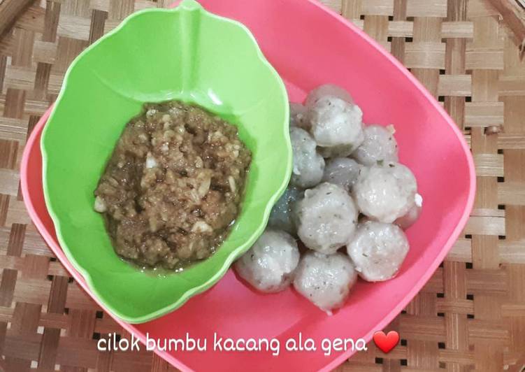 Cilok daging ayam dgn bumbu kacang anti gagal