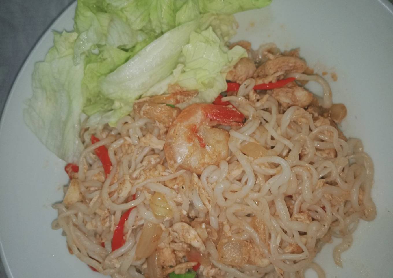 Mie diet sehat shirataki noodle w/ ayam rebus dan udang