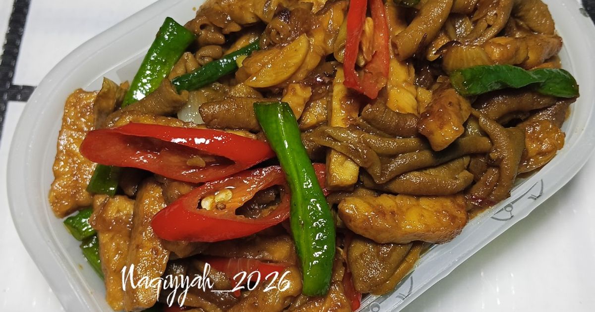 Tumis Campur (Tempe, Usus, Kacang Panjang)