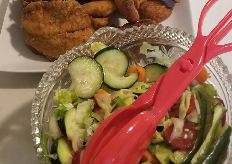 Crispy Fried Fish with mix Salad
