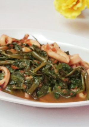 Foto resep Cumi Kangkung Saus Padang