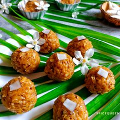 A picture of Coconut Jaggery Ladoo.