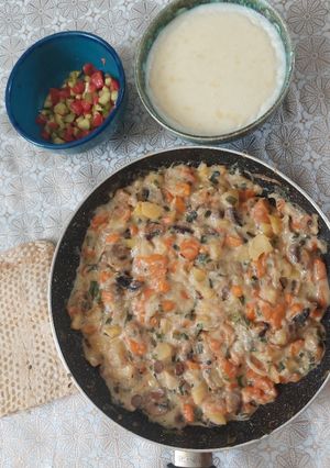 عکسی از دستور خوراک سبزیجات با سس سفید