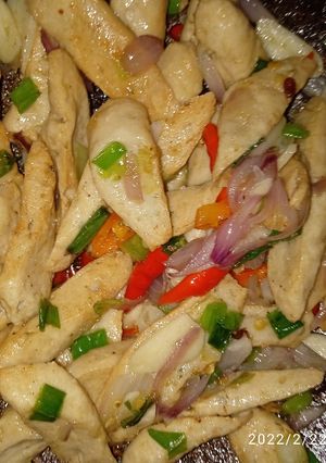 Foto resep Otak otak tumis pedas lada(hitam)