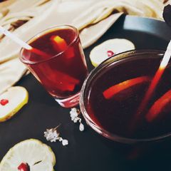 A picture of Pomegranate Spritzer Mocktail Shots.