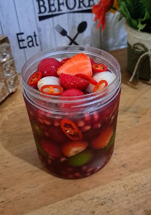 Foto resep Asinan Buah Kuah Jus Cranberry Mix Kalamansi