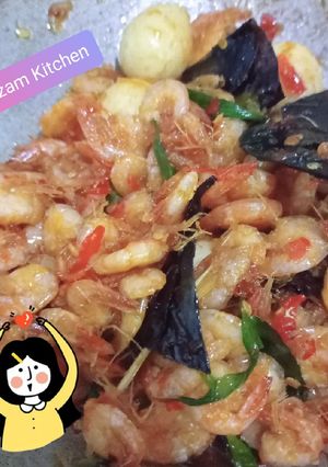 Foto resep Udang telor puyuh bumbu balado