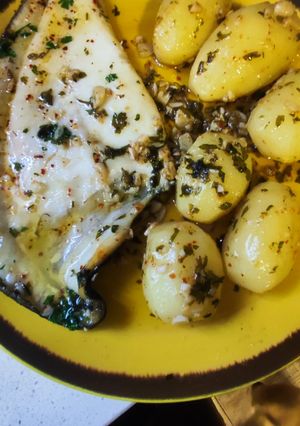 Una foto de Rodaballo con papas
