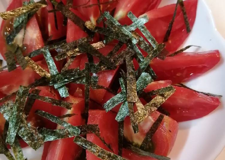 Cara Termudah Menyiapkan Salad Tomat toping Nori 🍅 Enak
