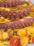 Tallarines con pulpo