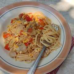 Spaghetti Telur Bakso Tomat (Kids Friendly)-レシピのメイン写真
