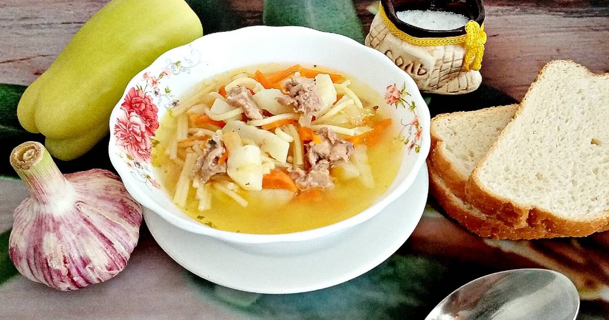 Суп с тушенкой и картошкой и вермишелью рецепт с фото