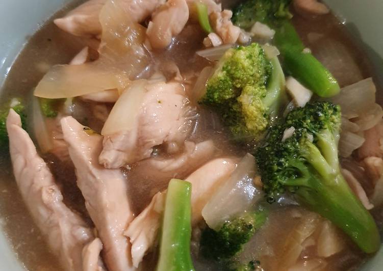Ayam cah brocolli (ala restaurant Chinese food)