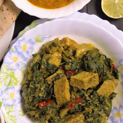 A picture of Palak Sepu Vadi Stir Fry.