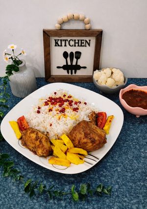 عکسی از دستور زرشک پلو مرغ مایونزی