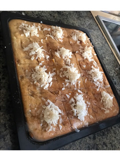 A picture of Basbousa (Semolina Cake).