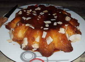 Una foto de Flan de peras
