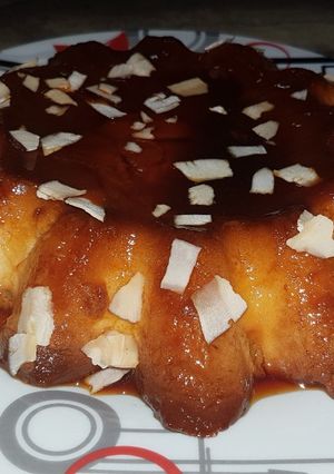 Una foto de Flan de peras