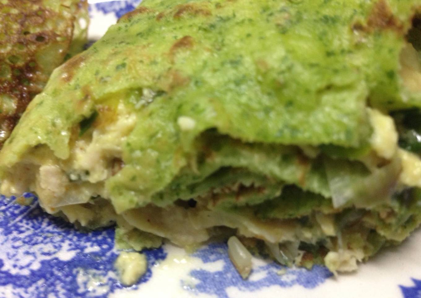Crepes verdes con pollo al verdeo super light 🍗🌮🍵❤️