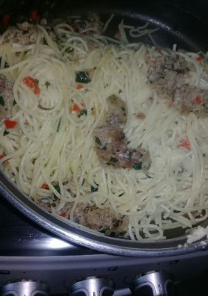 Una foto de Espaguetti con longaniza