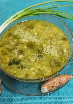 A picture of Mighty Greens --- Garlic Soup With Ginger (The Cold Killer) --- An Immunity Booster.