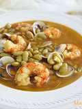Verdinas con almejas y gambas