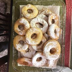 A picture of No-bake donuts.