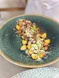 Fried Papas Criollas with Shredded Beef and Sauce