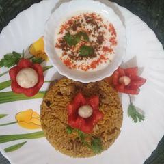 A picture of Mushroom biriyani.