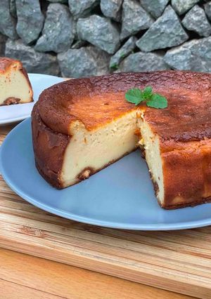 Una foto de Cheesecake de turrón postre navideño muy cremoso