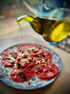 Una foto de Tomate azul con bayas de goji