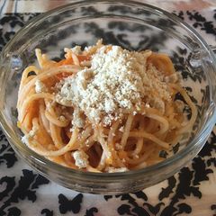 A picture of Vegan spaghetti bolognese (vegánske bolonské špagety).