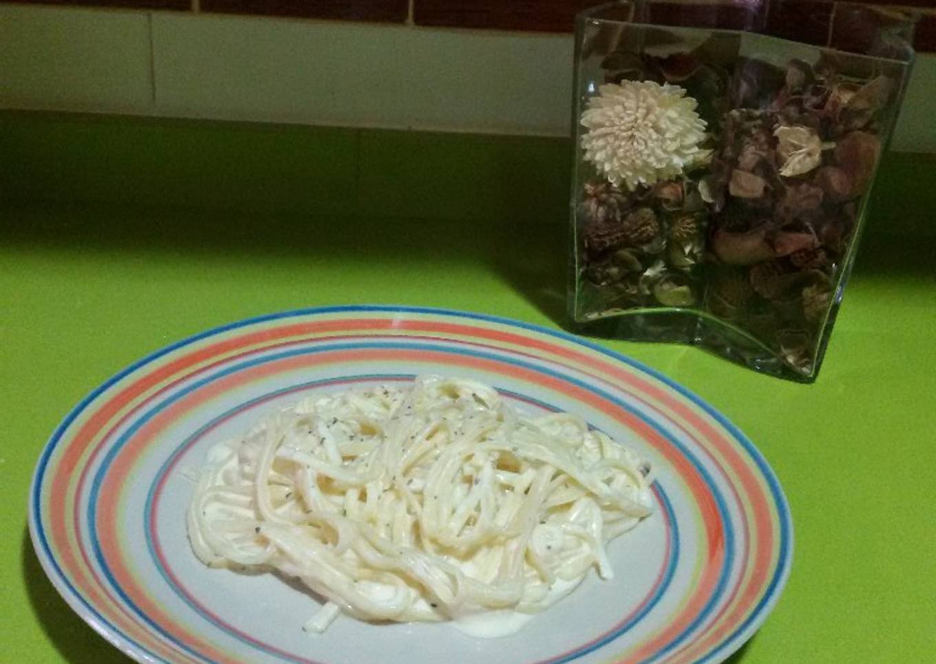 Tallarines alfredo con thermomix