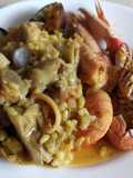 Paella de arroz con berenjena