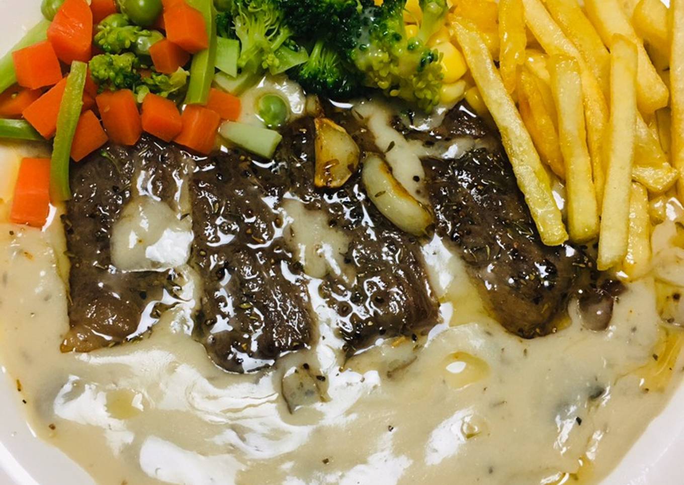 Sirloin Steak with Mushroom Sauce