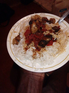 A picture of Rice with liver.
