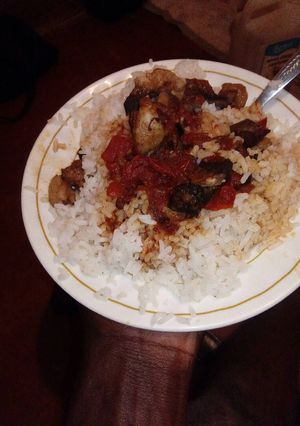A picture of Rice with liver.