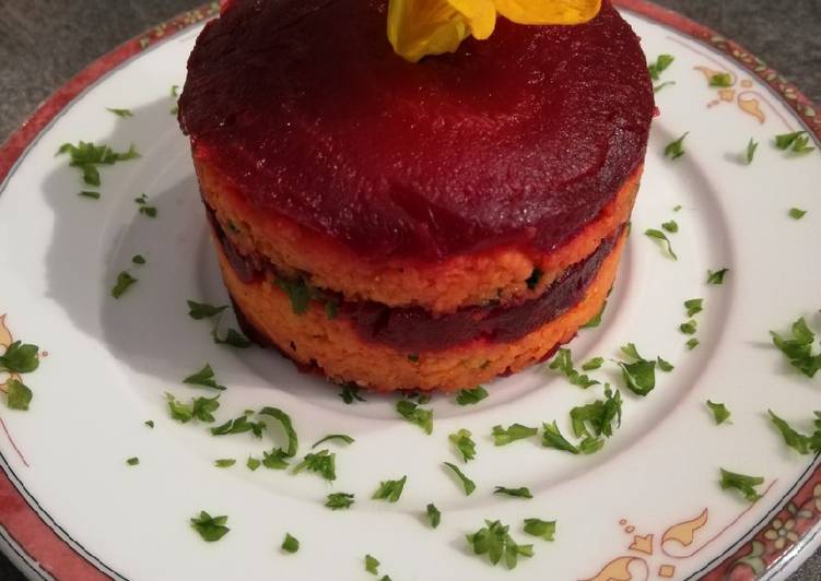 Mille feuille de betterave rouge et carottes râpées 😊
