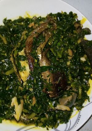 A picture of Edikaikon (vegetable soup).
