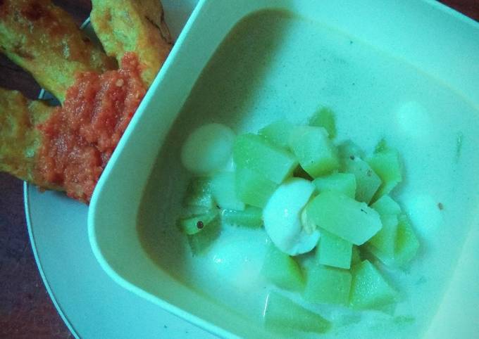 Bobor Labu Siam a.ka Manisah telur puyuh dengan tempe mendoan sambel terasi ❤️