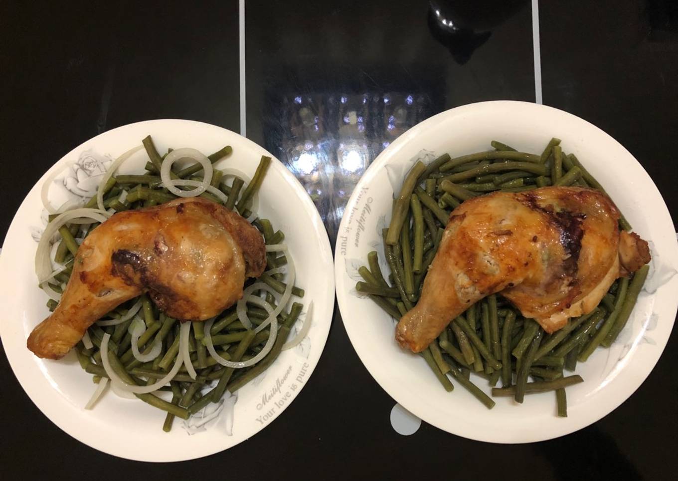 Pollo con habichuelas