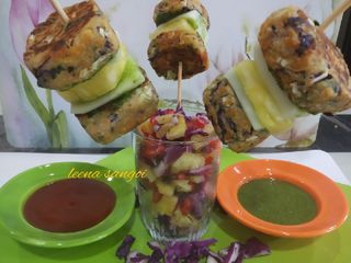 Multi dal cabbage and mint grill Rice tikki bites