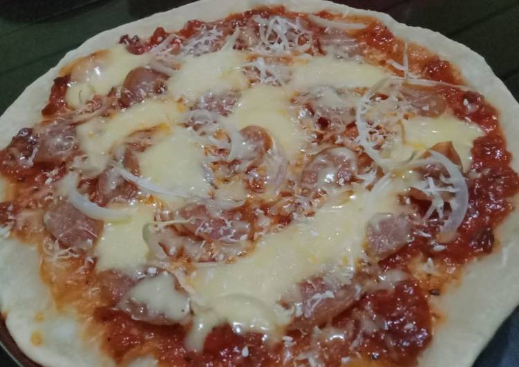 Pizza teflon kulit kering sederhana