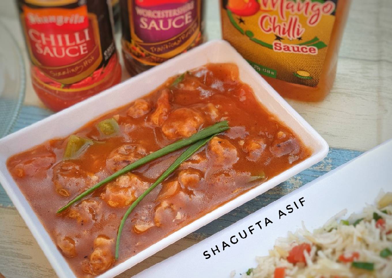 Prawn Mango chilli shashlik