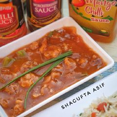 A picture of Prawn Mango chilli shashlik.
