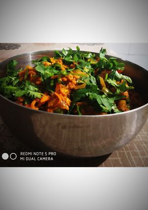 A picture of Yellow Turmeric Sabji.