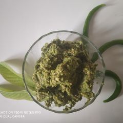 A picture of Organic thecha or chutney.