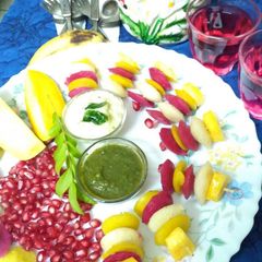 A picture of Fruits mini idli bites.