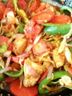 A picture of Chicken and Veggie Stir fry with rice 😋.