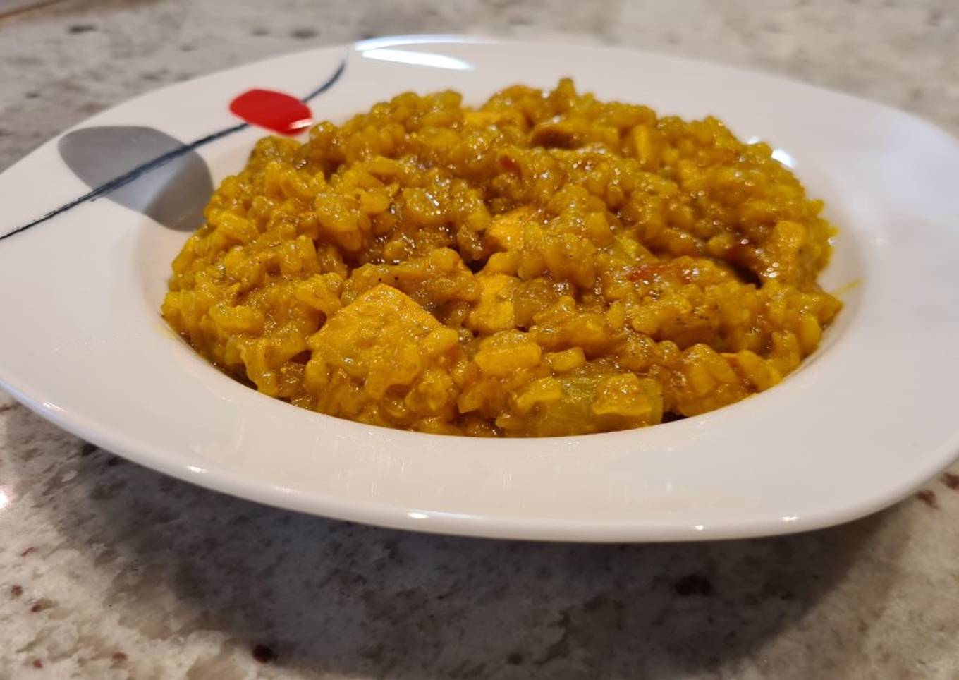Arroz con berenjenas y pollo